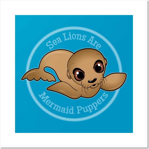 Sea Lions Are Mermaid Puppers Wall Art by Heyday Threads